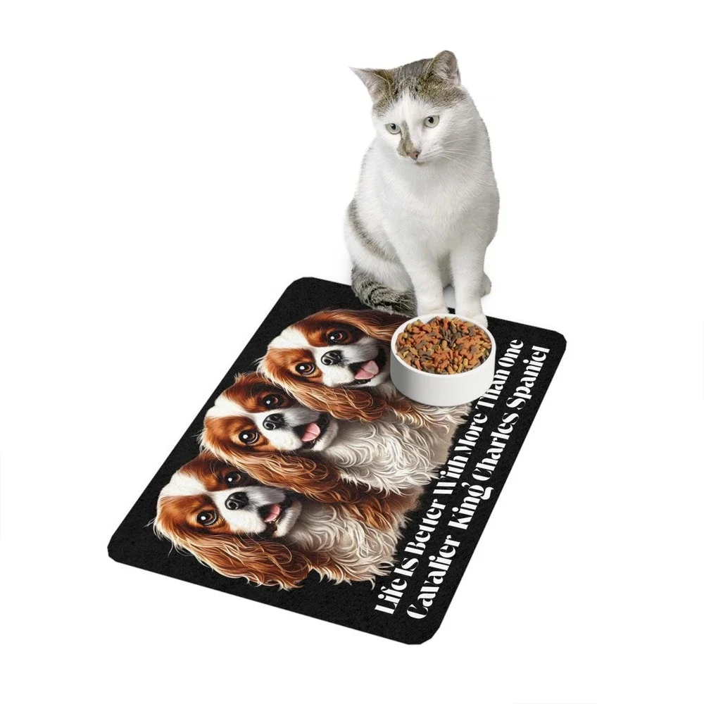 Pet Food Mat - "Life is Better With More Than One Cavalier King Spaniel